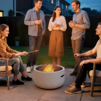 Outsunny 18" Round Outdoor Fire Pit Firepit Fireplace Wood-burning with Spark Screen Poker for Backyard Camping Bonfire, Grey