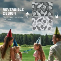 Outsunny Reversible Outdoor RV Rug, Patio Floor Mat, 6' x 9' Plastic Rug for Backyard, Deck, Beach, Camping, Grey and White(m-4)