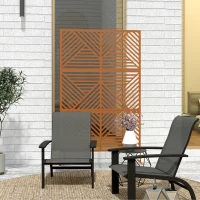 Outsunny Decorative Privacy Fence Screen, Metal Outdoor Privacy Screen Climbing Plant Trellis with Stand, Rhombus Brown(m-8)