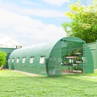 Outsunny 26' x 10' x 6.6' Large Walk in Tunnel Greenhouse Garden Plant Seed Green House Premium Steel Frame(m-8)