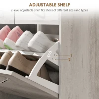 HOMCOM Narrow Shoe Storage with 2 Flip Drawers and Adjustable Shelves Shoe Organizer Cabinet for 12 Pairs of Shoes, Grey(m-5)