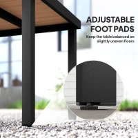 Outsunny Patio Dining Table for 4, Square Aluminum Outdoor Table for Garden Lawn Backyard, Natural(m-7)