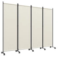 Outsunny Folding Room Divider with Castor Wheels, Rolling Privacy Screen for Home Office Bedroom, 5.6ft Tall(m-11)