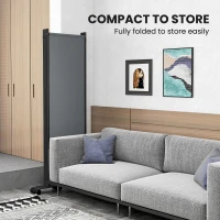 Outsunny Folding Room Divider with Castor Wheels, Rolling Privacy Screen for Home Office Bedroom, 5.6ft Tall(m-7)