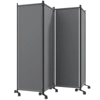 Outsunny Folding Room Divider with Castor Wheels, Rolling Privacy Screen for Home Office Bedroom, 5.6ft Tall(m-2)