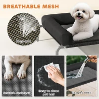 PawHut Elevated Dog Bed, Portable Raised Dog Cot with Breathable Mesh, Removable and Water-Resistant Bolsters, Black(m-6)