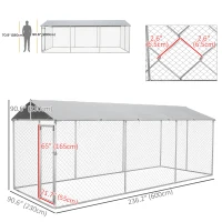 PawHut 19.7' x 7.5' x 7.5' Large Outdoor Dog Kennel Tall Dog Run with Waterproof , UV Resistant Cover, for Large Dogs, Silver(m-3)