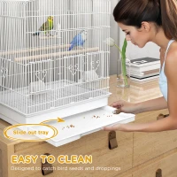 PawHut 23" Bird Cage, Finches Canaries, Parrot Cage with Doors Perches, 2 Feeder Pet Supplies, White(m-5)