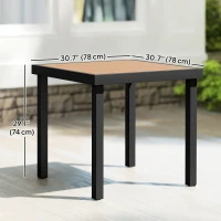 Outsunny Patio Dining Table for 4, Square Aluminum Outdoor Table for Garden Lawn Backyard, Natural(m-3)