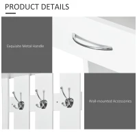 HOMCOM Entryway Organizer Unit, 3 In 1 Design Hall Tree with 6 Hooks, Mirror, Coat Rack Shoe Storage Shelf with Coat Hanger for Hallway Living Room White(m-5)