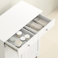 HOMCOM Laundry Cabinet, Tilt Out Laundry Hamper Cabinet with 2 Baskets, Bathroom Hamper Cabinet with 2 Drawers, White(m-9)
