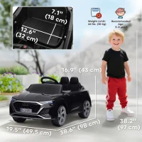 Qaba 12V Battery Powered Kids Electric Car, Audi Q8 etron Sportback Licensed Ride on Car w/ Remote Control, Black(m-3)