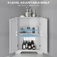 kleankin Modern Bathroom Storage Cabinet, Corner Cabinet with Doors, Bathroom Cabinet with Adjustable Shelf and Recessed Door, White(m-5)