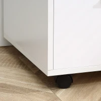 HOMCOM Modern Lateral Filing Cabinet, 3 Drawer File Cabinet for Letter and A4 Size Documents, Mobile, Printer Stand with Open Shelves, Rolling Wheels, White(m-11)