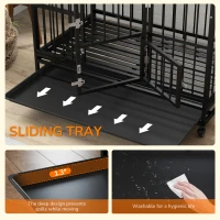 PawHut 49" Heavy Duty Dog Crate with Removable Tray, Doors, Openable Roof, for Large and Extra Large Dogs, Black(m-7)