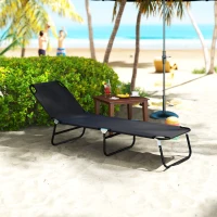 Outsunny Folding Chaise Lounge Pool Chairs, Outdoor Sun Tanning Chairs with 5-Level Reclining Back, Steel Frame for Beach, Yard, Patio, Black(m-10)