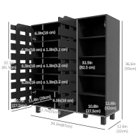 HOMCOM Shoe Cabinet, 21 Pair Shoe Storage Cabinet Organizer with 5-tier Double Door Cupboard and 5-tier Open Shelves, Black(m-3)