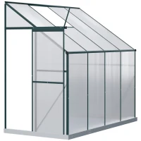 Outsunny Walk-In Garden Greenhouse Aluminum Polycarbonate with Roof Vent for Plants Herbs Vegetables 8' x 4' x 7' Silver(m-2)