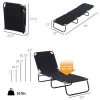 Outsunny Folding Chaise Lounge Pool Chairs, Outdoor Sun Tanning Chairs with 5-Level Reclining Back, Steel Frame for Beach, Yard, Patio, Black(m-3)