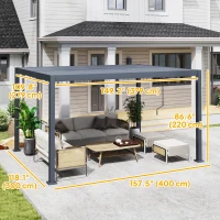 Outsunny 10' x 12' Louvered Pergola with Adjustable Metal Roof and Aluminum Frame, Outdoor Hardtop Gazebo with Drainage System(m-3)