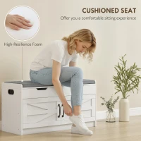 HOMCOM Shoe Storage Bench, Entryway Bench with 2-Tier Cabinet, Flip-Top Storage, Padded Cushion for Hallway, White(m-7)