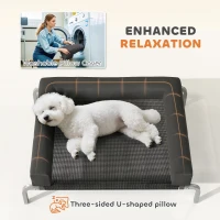 PawHut Elevated Dog Bed, Portable Raised Dog Cot with Breathable Mesh, Removable and Water-Resistant Bolsters, Black(m-5)