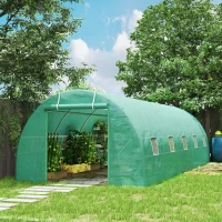 Outsunny 26' x 10' x 6.6' Large Walk in Tunnel Greenhouse Garden Plant Seed Green House Premium Steel Frame(m-2)