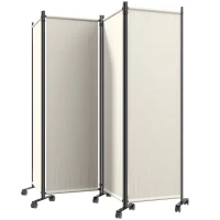 Outsunny Folding Room Divider with Castor Wheels, Rolling Privacy Screen for Home Office Bedroom, 5.6ft Tall(m-2)