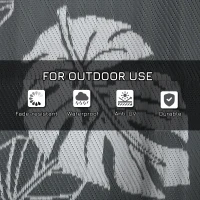 Outsunny Reversible Outdoor RV Rug, Patio Floor Mat, 6' x 9' Plastic Rug for Backyard, Deck, Beach, Camping, Grey and White(m-7)