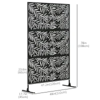 Outsunny Metal Outdoor Privacy Screen, Decorative Outdoor Divider with Stand and Expansion Screws, Freestanding Privacy Panel for Garden Deck Pool Hot Tub, Willow Branch Style(m-3)