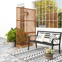 Outsunny Decorative Privacy Fence Screen, Metal Outdoor Privacy Screen Climbing Plant Trellis with Stand, Rhombus Brown(m-10)