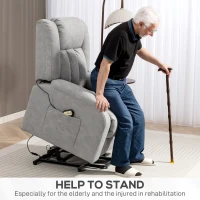 HOMCOM Lift Chair for Seniors, Microfibre Upholstered Electric Recliner Chair with Remote, Quick Assembly, Light Grey(m-4)