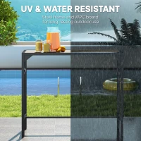 Outsunny Bar Height Outdoor Table with Built-In Bottle Opener, Patio Bar Table with Wood Grain Plastic Top, 47.2" x 15" x 39(m-5)