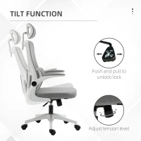Vinsetto Ergonomic Office Chair with Auto-Adaptive Lumbar Support, High Back Desk Chair with Adjustable Headrest & Height, Rotatable Arm, Rocking Function for Office, Grey(m-5)