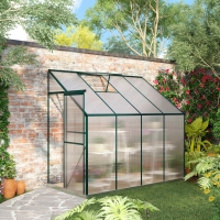 Outsunny Walk-In Garden Greenhouse Aluminum Polycarbonate with Roof Vent for Plants Herbs Vegetables 8' x 4' x 7' Silver