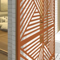 Outsunny Decorative Privacy Fence Screen, Metal Outdoor Privacy Screen Climbing Plant Trellis with Stand, Rhombus Brown(m-9)