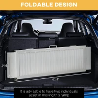 HOMCOM 5' Skidproof Portable Wheelchair Ramp for Home, Steps, Doorways, Carpeted Foldable Handicap Ramp, Threshold Ramp(m-7)