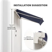 Outsunny 10' x 8' Manual Retractable Awning, Sun Shade Shelter Canopy, with Aluminum Frame and UV Protection for Patio Deck Yard Window Door, Blue(m-7)