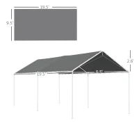 Outsunny 10 x 20ft Carport Roof, UV Resistant Canopy Replacement Cover with Ball Bungee Cords, Dark Gray(m-3)