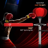 Soozier 4-in-1 Boxing Punching Bag Stand with 2 Speedballs, 360° Relax Bar, & PU-Wrapped Bag & Adjustable Height, Red(m-4)