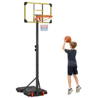 Soozier Portable Basketball Hoop, 7ft-8ft Height Adjustable Basketball System with Wheels & 28" Backboard for Youth Junior(m-2)