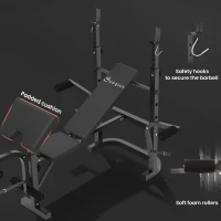 Soozier Adjustable Weight Bench with Bench Press Rack, Preacher Curl Bench, Leg Extension and Lat Pull Down(m-7)