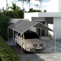Outsunny 10 x 20ft Carport Roof, UV Resistant Canopy Replacement Cover with Ball Bungee Cords, Dark Gray(m-10)