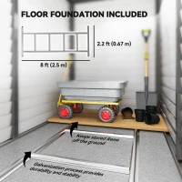 Outsunny 4.6' x 9' Steel Outdoor Storage Shed, Lean to Shed, Metal Tool House with Foundation Kit, Lockable Doors, Gloves and 2 Air Vents for Backyard, Patio, Lawn, Dark Grey(m-5)