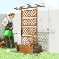Outsunny Wooden Trellis Planter Box, Raised Garden Bed to Grow Vegetables, Herbs and Flowers(m-3)