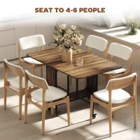 HOMCOM Folding Dining Table, Extendable Kitchen Table for Small Spaces with Storage Shelf and 6 Wheels, Light Brown(m-5)