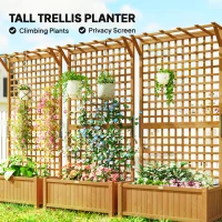 Outsunny Wood Planter with Trellis for Vine Climbing, Raised Garden Bed, Privacy Screen for Backyard, Patio, Deck, Yellow(m-4)
