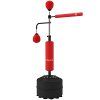 Soozier 4-in-1 Boxing Punching Bag Stand with 2 Speedballs, 360° Relax Bar, & PU-Wrapped Bag & Adjustable Height, Red