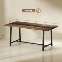 HOMCOM Industrial Kitchen Table for 8 People, 70.9" Long Dining Table with Large Tabletop and Steel Legs for Dining Room, Brown(m-3)
