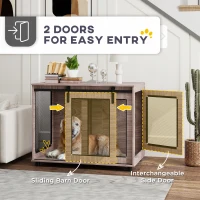 PawHut 39" Dog Crate Furniture, Dog Kennel Furniture End Table with Sliding Barn Door for Large Dogs, Walnut Brown(m-6)